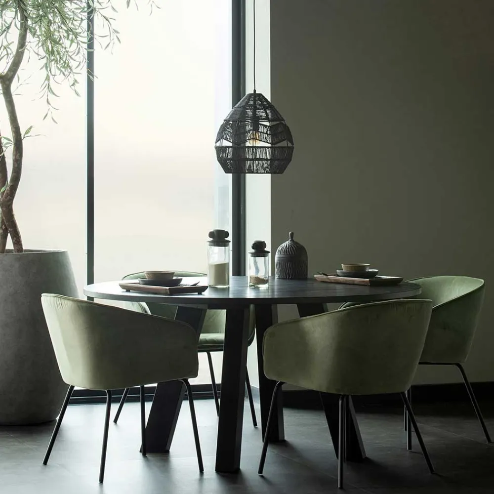 Wohnen Lampen & Leuchten*Schwarze Hängeleuchten aus Papierseil - Maura (2er Set)