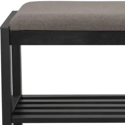 Wohnen Schuhschränke|Garderobenbänke*Schwarze Schuhbank aus Eichenholz - Geskan