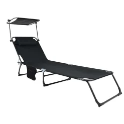 Wohnen Balkonmöbel|Metall-Gartenmöbel*Schwarze Sonnenliege zusammenklappbar - Ambia