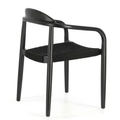 Wohnen Schwarze Stühle aus Akazie & Kordel - Varioma (4er Set)