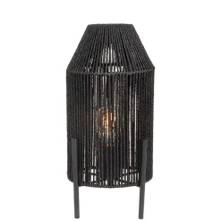 Wohnen Lampen & Leuchten*Schwarze Tischleuchte mit Jute-Schirm - Pandau