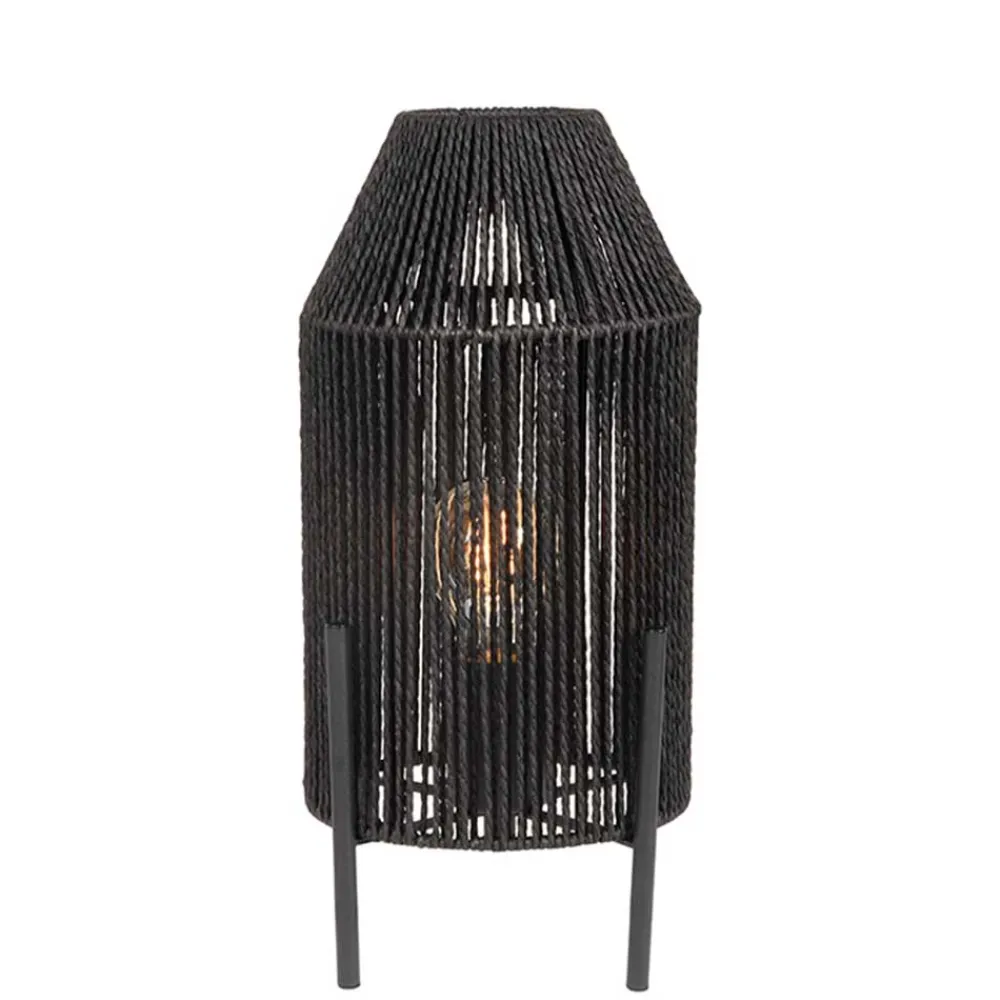 Wohnen Lampen & Leuchten*Schwarze Tischleuchte mit Jute-Schirm - Pandau