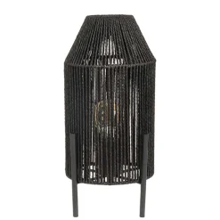Wohnen Lampen & Leuchten*Schwarze Tischleuchte mit Jute-Schirm - Pandau