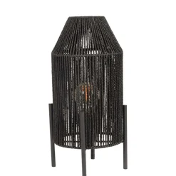Wohnen Lampen & Leuchten*Schwarze Tischleuchte mit Jute-Schirm - Pandau