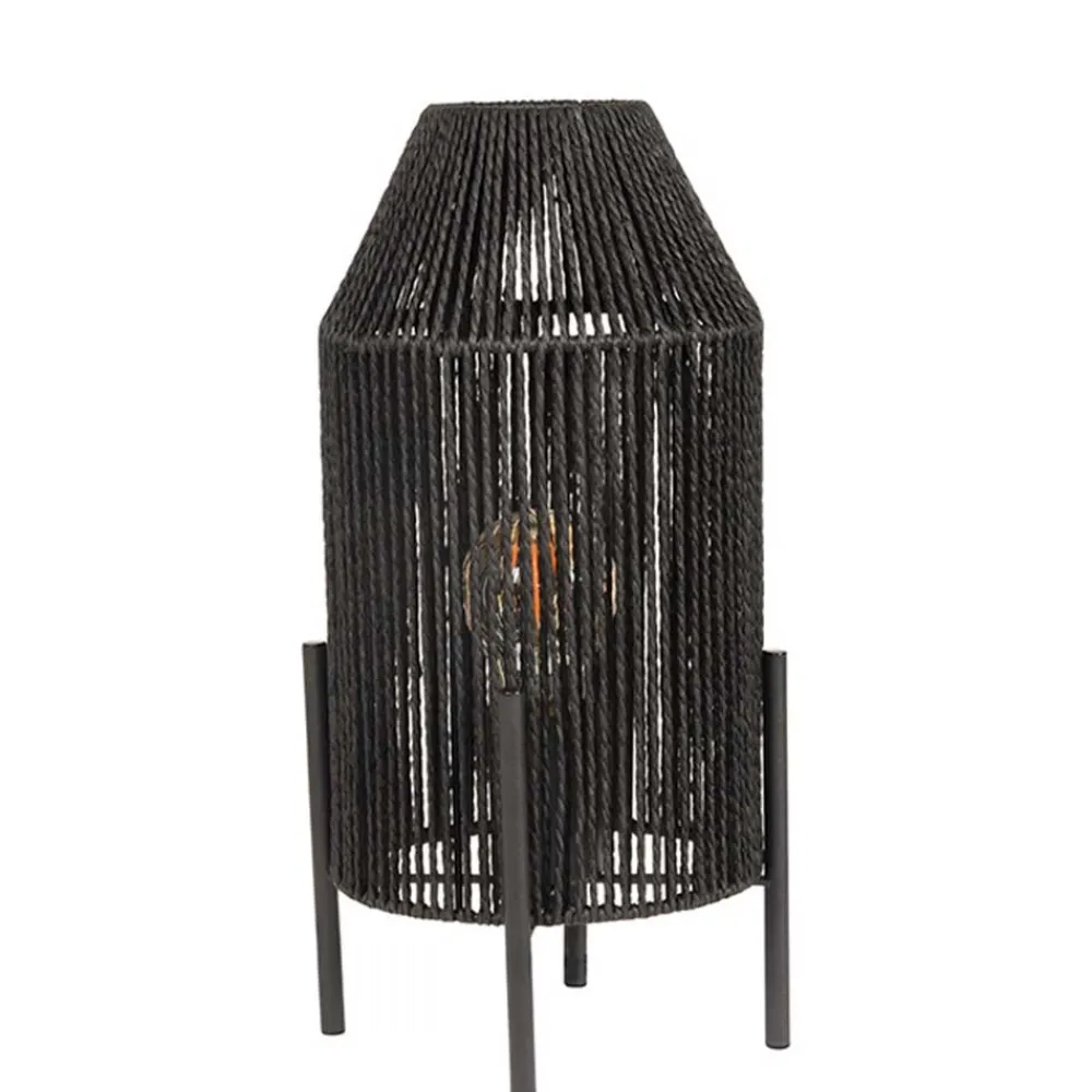 Wohnen Lampen & Leuchten*Schwarze Tischleuchte mit Jute-Schirm - Pandau