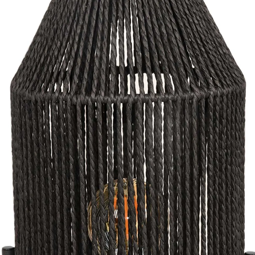 Wohnen Lampen & Leuchten*Schwarze Tischleuchte mit Jute-Schirm - Pandau