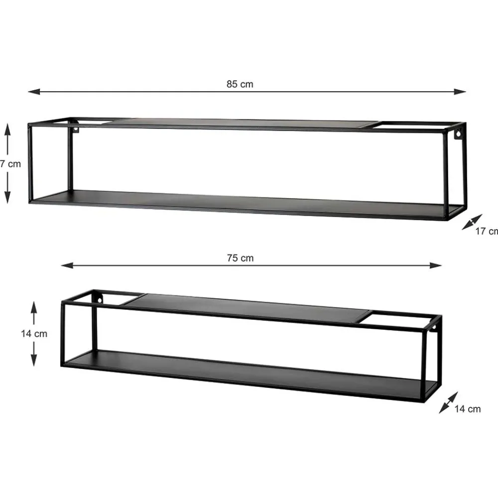 Wohnen Esszimmerregale|Regale*Schwarze Wandregale Set - Mikene (zweiteilig)