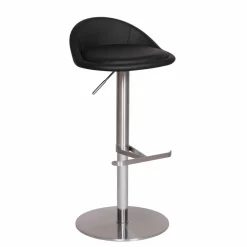 Wohnen Schwarzer Barhocker Rissino mit Edelstahl-Gestell höhenverstellbar