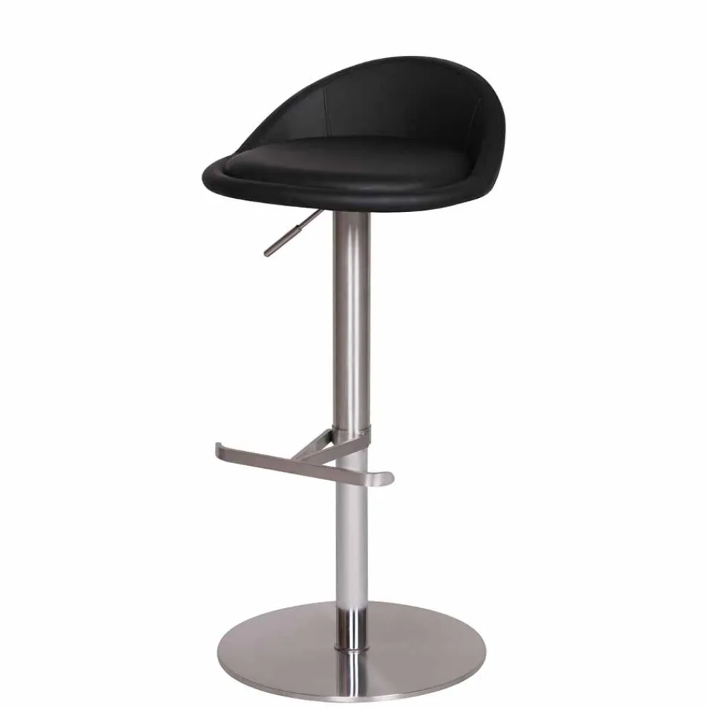 Wohnen Schwarzer Barhocker Rissino mit Edelstahl-Gestell höhenverstellbar