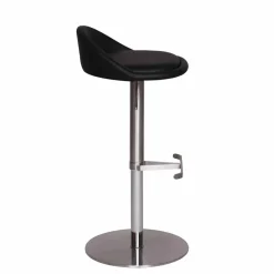 Wohnen Schwarzer Barhocker Rissino mit Edelstahl-Gestell höhenverstellbar