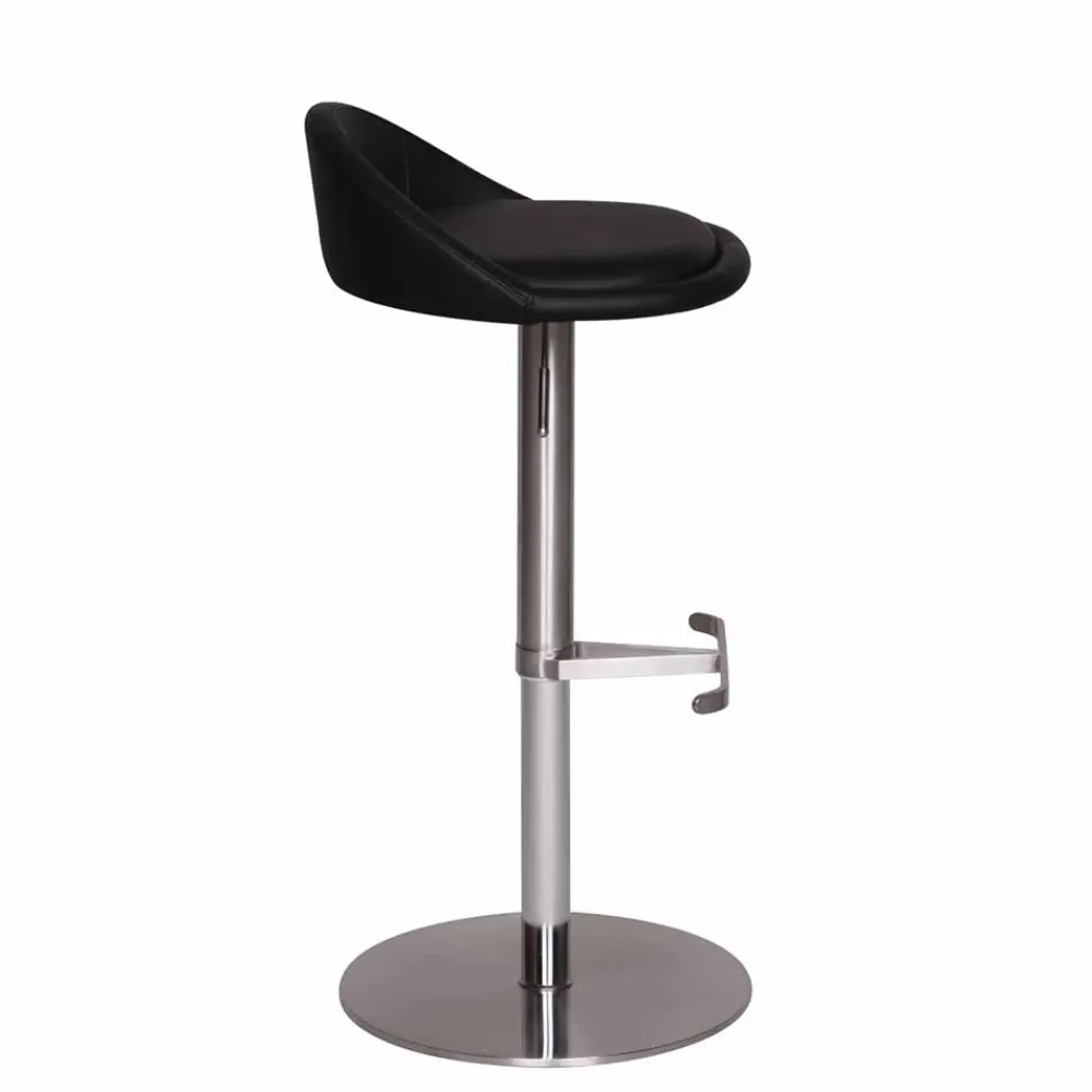 Wohnen Schwarzer Barhocker Rissino mit Edelstahl-Gestell höhenverstellbar