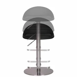 Wohnen Schwarzer Barhocker Rissino mit Edelstahl-Gestell höhenverstellbar