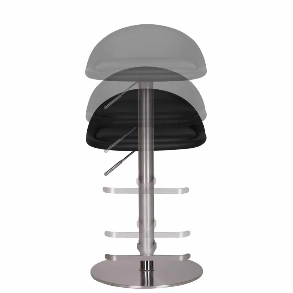 Wohnen Schwarzer Barhocker Rissino mit Edelstahl-Gestell höhenverstellbar