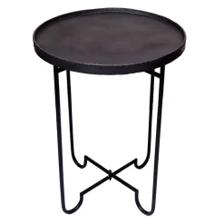 Wohnen Telefontische*Schwarzer Beistelltisch mit Alu Platte - Amalia