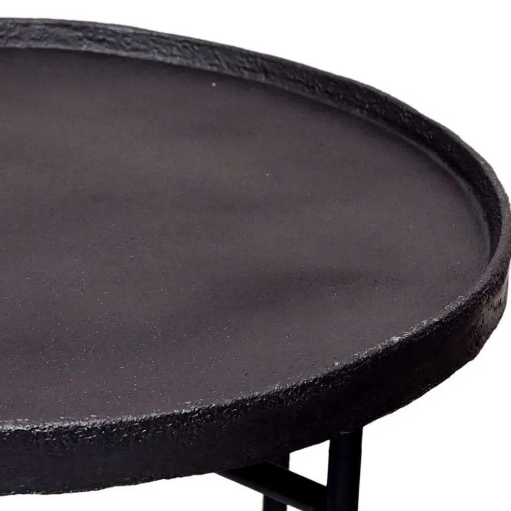 Wohnen Telefontische*Schwarzer Beistelltisch mit Alu Platte - Amalia