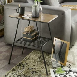Wohnen Schwarzer Beistelltisch mit Gitterablage - Lionica