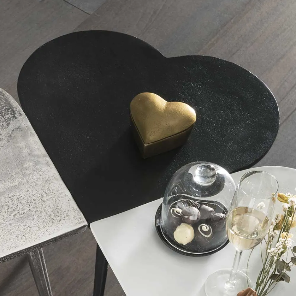 Wohnen Designermöbel*Schwarzer Beistelltisch mit Herz Platte - Murcy