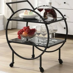 Wohnen Servierwagen|Teewagen*Schwarzer Design-Servierwagen aus Metall - Nucina