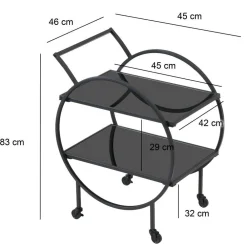 Wohnen Servierwagen|Teewagen*Schwarzer Design-Servierwagen aus Metall - Nucina