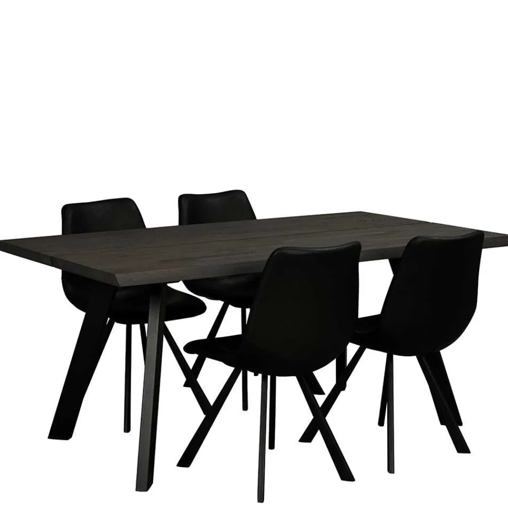 Wohnen Küchen-Essgruppen|Esszimmer Komplett*Schwarzer Eiche Esstisch & Stühle - Namac (fünfteilig)