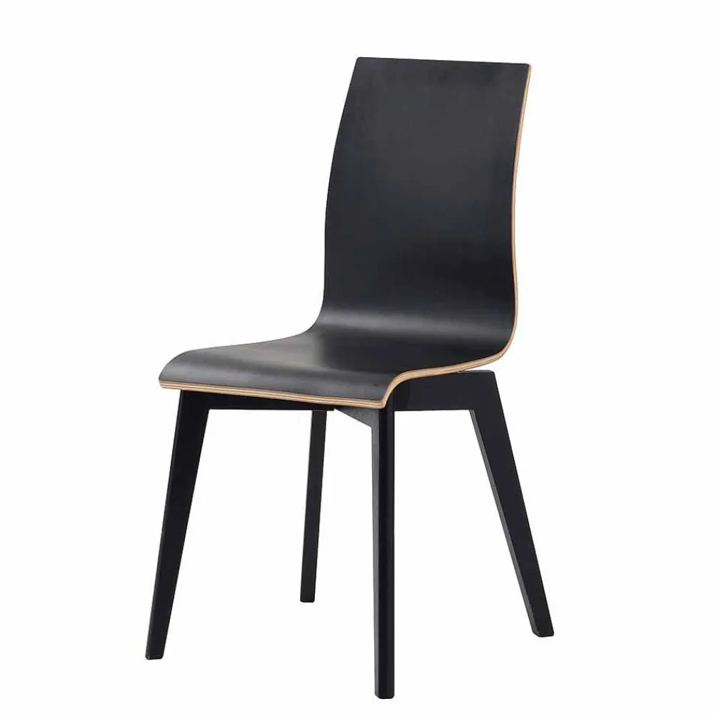 Wohnen Schwarzer Holzstuhl mit Eiche - Join (2er Set)