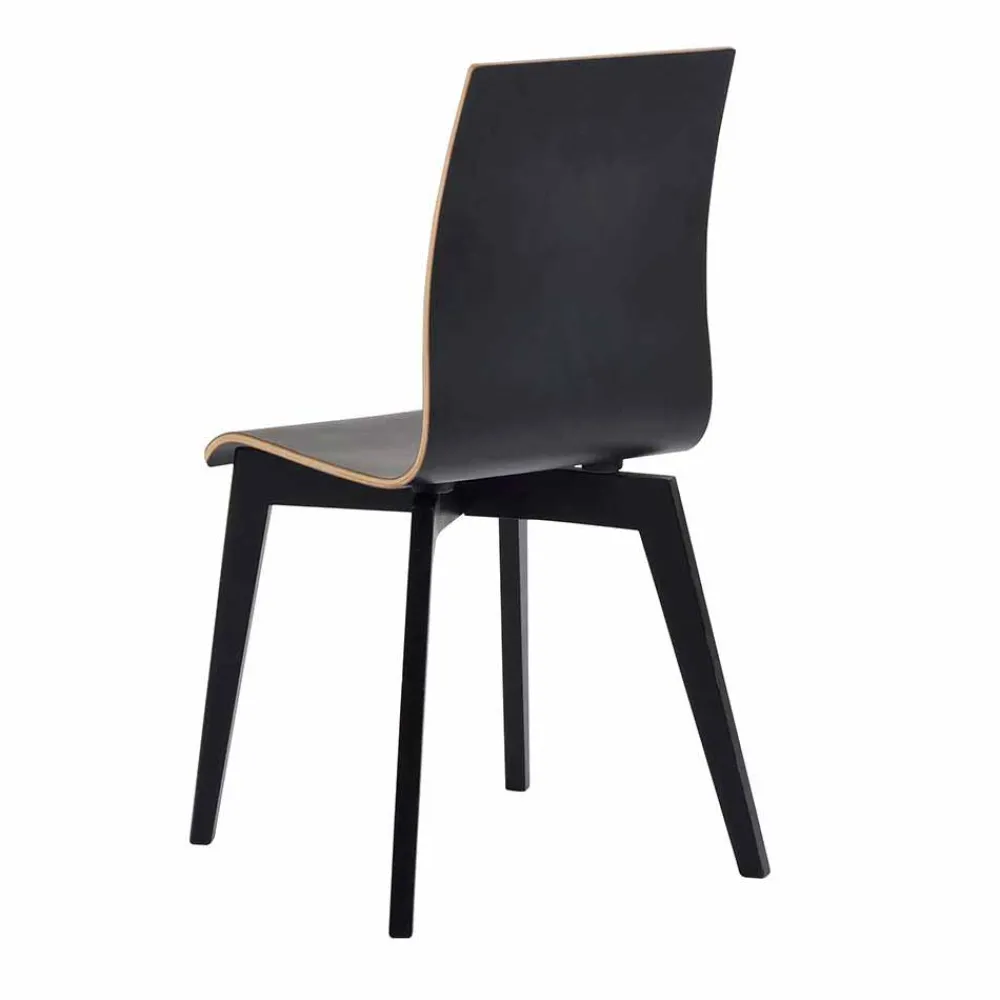 Wohnen Schwarzer Holzstuhl mit Eiche - Join (2er Set)