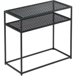 Wohnen Telefontische*Schwarzer Konsolentisch mit Glasplatte - Panfreda