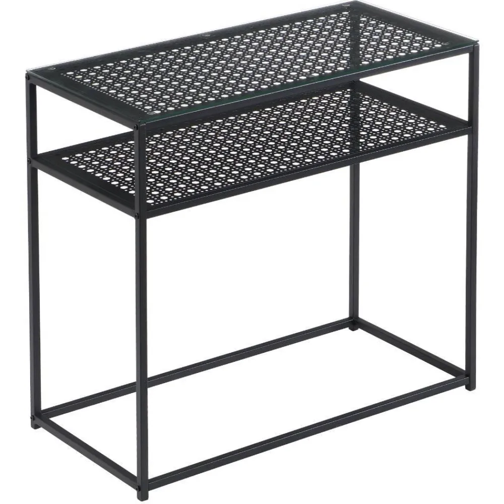 Wohnen Telefontische*Schwarzer Konsolentisch mit Glasplatte - Panfreda