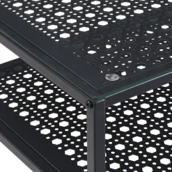 Wohnen Telefontische*Schwarzer Konsolentisch mit Glasplatte - Panfreda