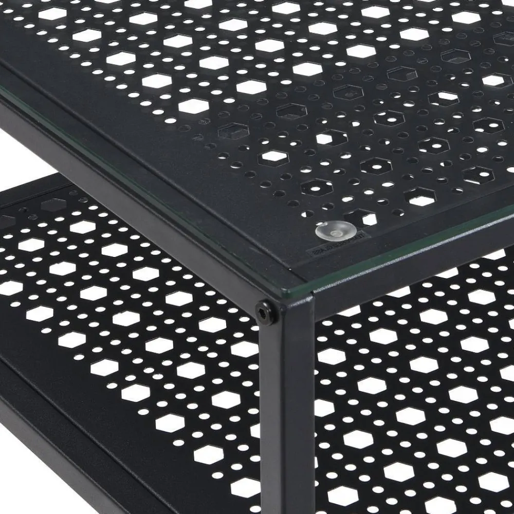 Wohnen Telefontische*Schwarzer Konsolentisch mit Glasplatte - Panfreda