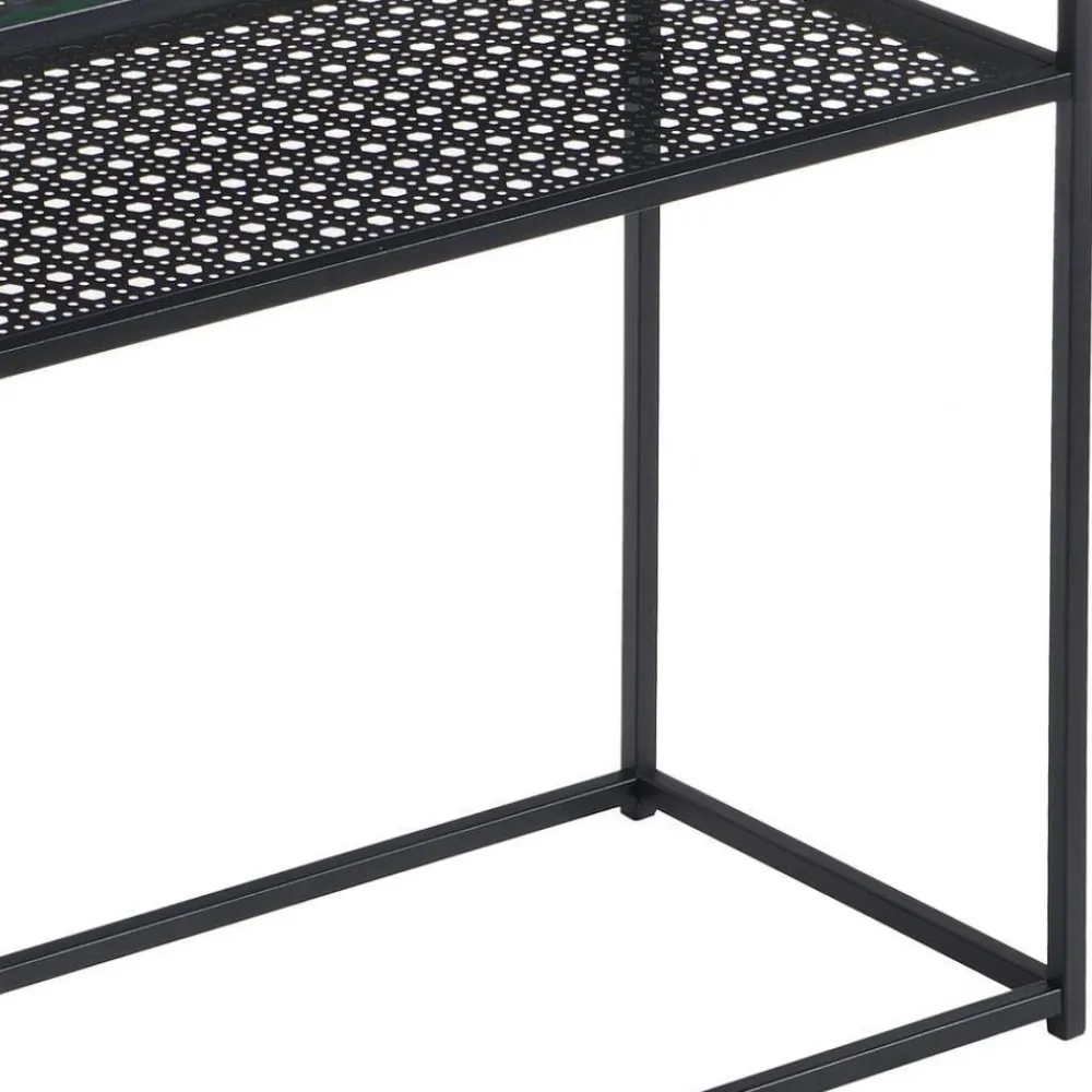 Wohnen Telefontische*Schwarzer Konsolentisch mit Glasplatte - Panfreda