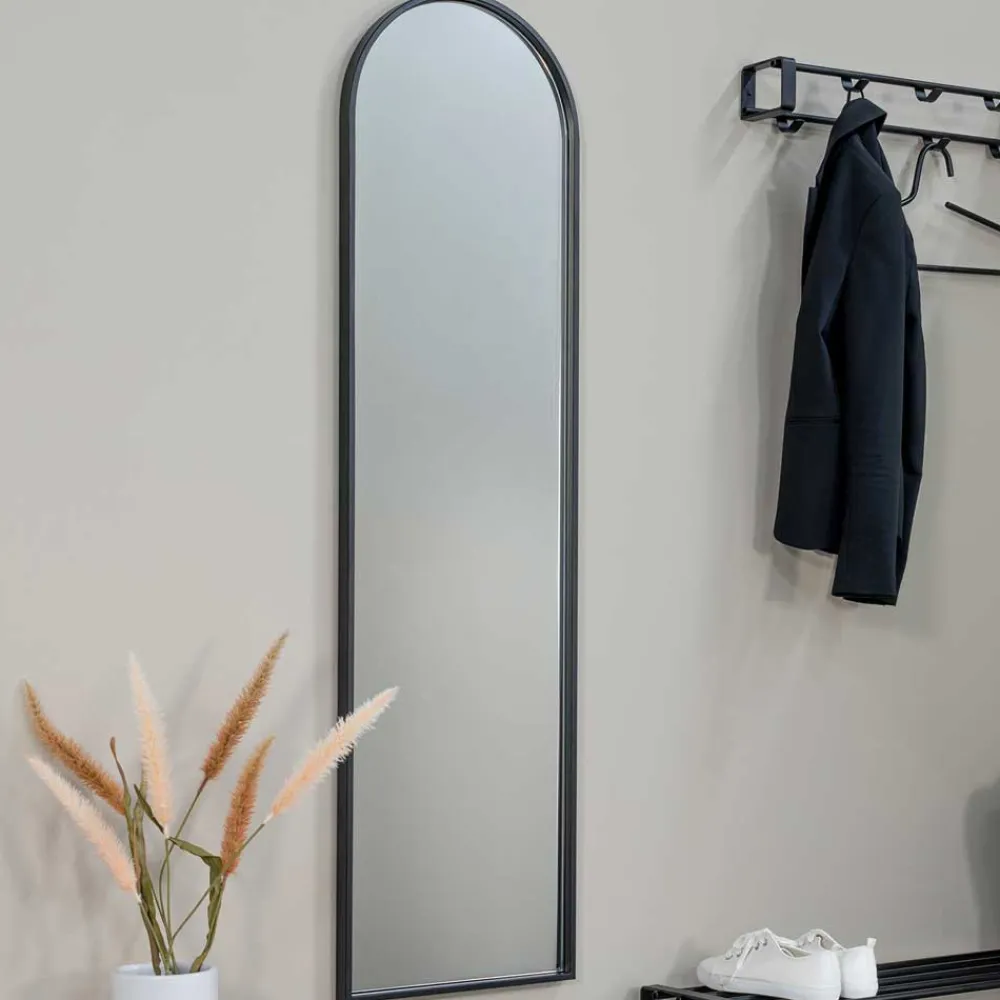 Wohnen Schwarzer Metallspiegel oben gerundet - Dieus