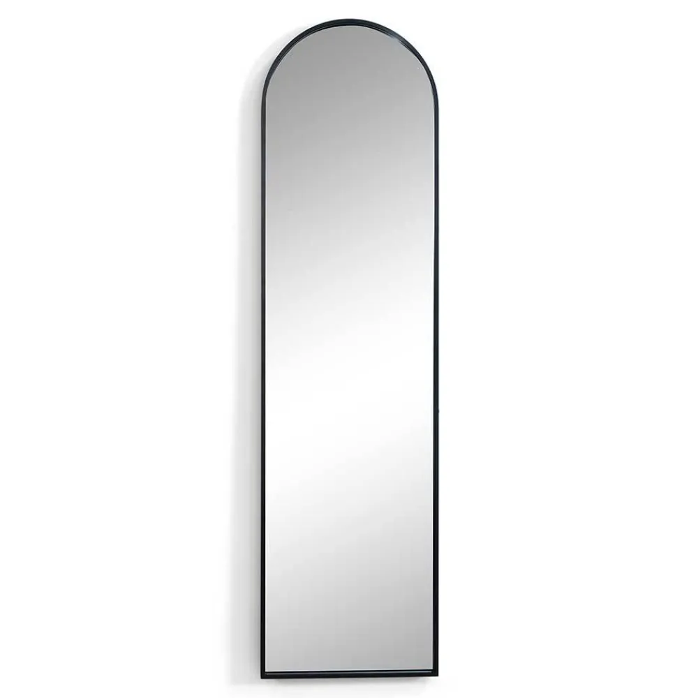 Wohnen Schwarzer Metallspiegel oben gerundet - Dieus