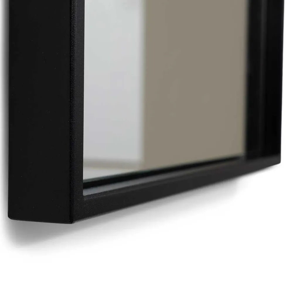 Wohnen Schwarzer Metallspiegel oben gerundet - Dieus