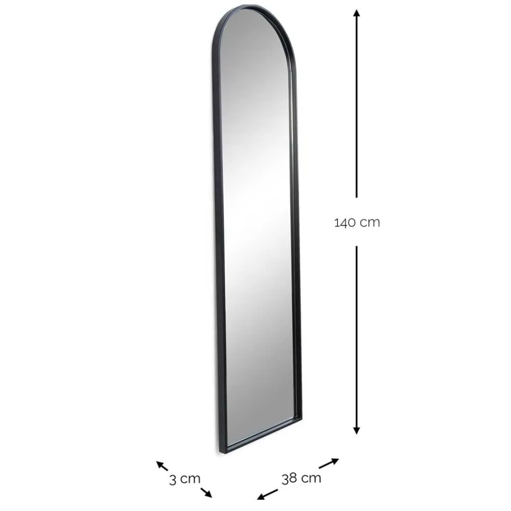 Wohnen Schwarzer Metallspiegel oben gerundet - Dieus