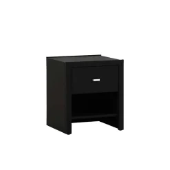 Wohnen Schwarzer Nachttisch Magross mit Webstoff Bezug