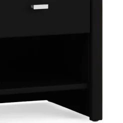 Wohnen Schwarzer Nachttisch Magross mit Webstoff Bezug