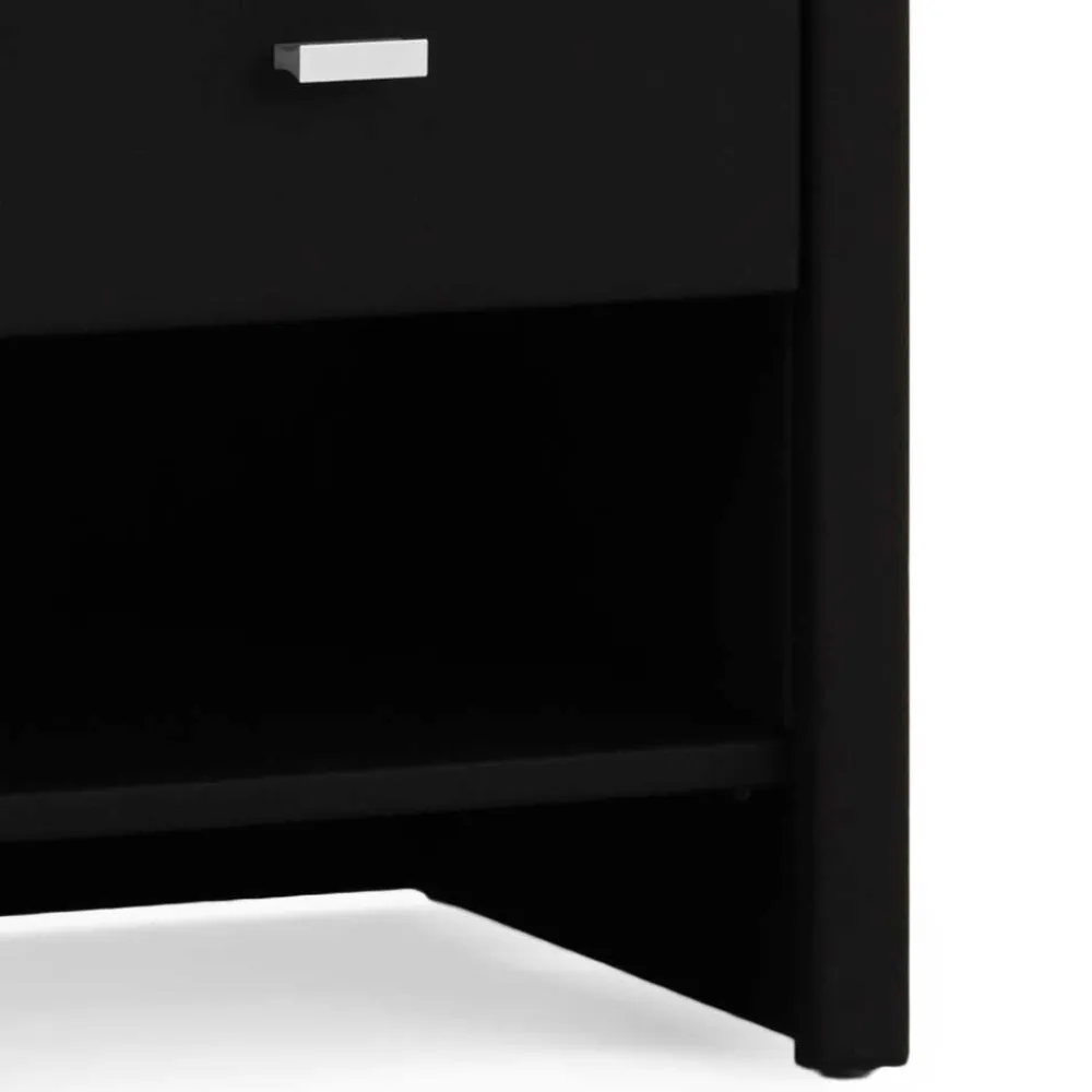 Wohnen Schwarzer Nachttisch Magross mit Webstoff Bezug