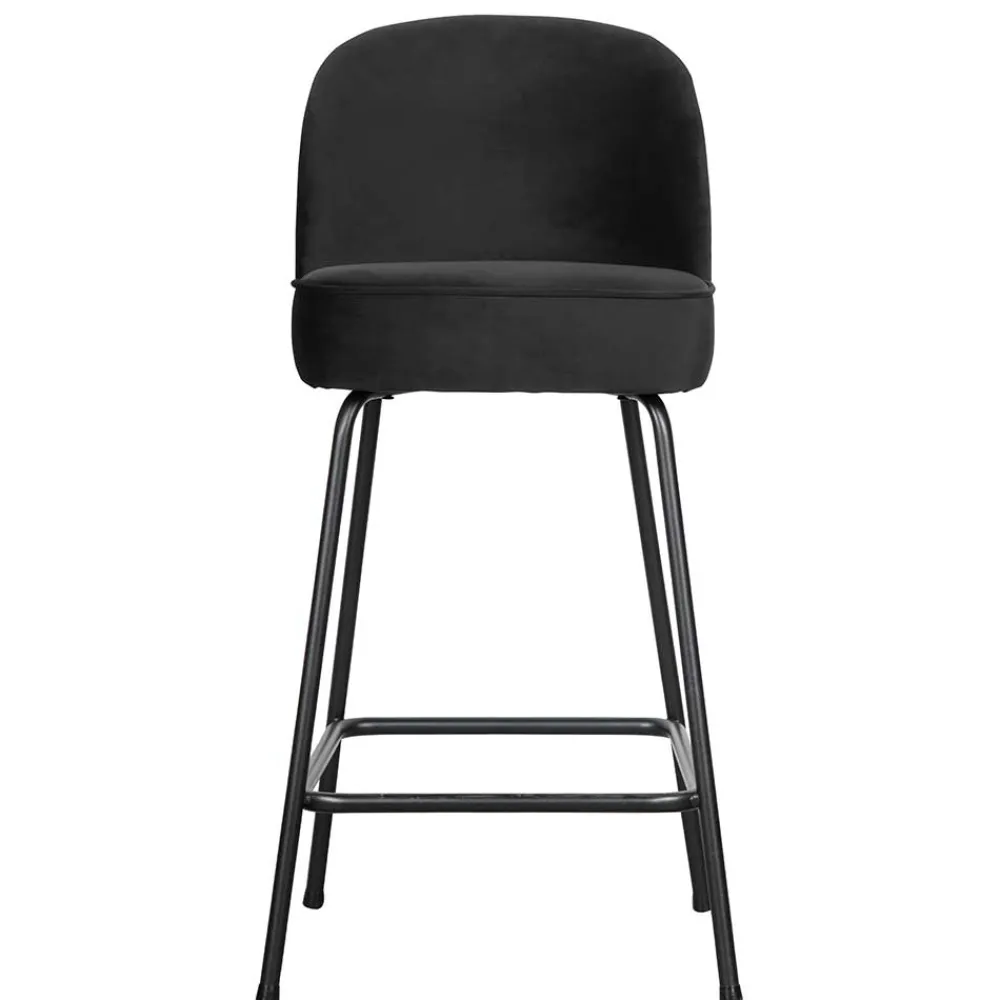Wohnen Schwarzer Retro Samt Barstuhl in zwei Höhen - Abelless
