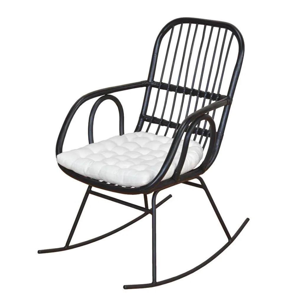Wohnen Rattanmöbel*Schwarzer Schaukelstuhl modern - Italiano