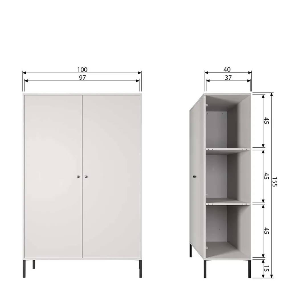 Wohnen Esszimmer-Vitrinen|Vitrinen*Schwarzer Schrank mit Doppeltür - 100x155x40 - Burgossi