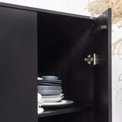 Wohnen Esszimmer-Vitrinen|Vitrinen*Schwarzer Schrank mit Doppeltür - 100x155x40 - Burgossi