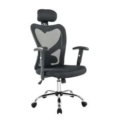 Wohnen Schwarzer Schreibtisch Drehstuhl mit Lendenwirbelstütze - Zentry