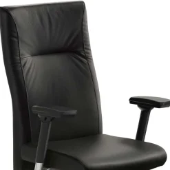Wohnen Schwarzer Schreibtischsessel mit Lederbezug - Heliawa