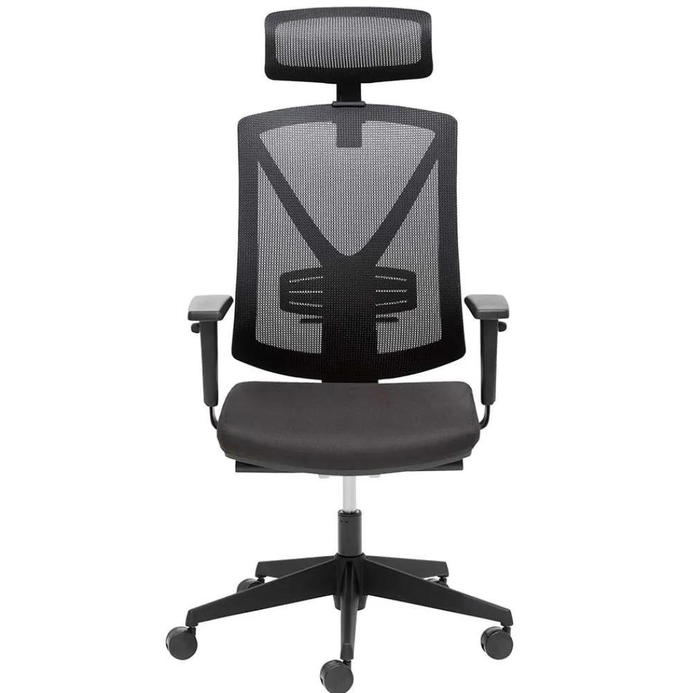 Wohnen Schwarzer Schreibtischsessel mit Lordosenstütze - Drike