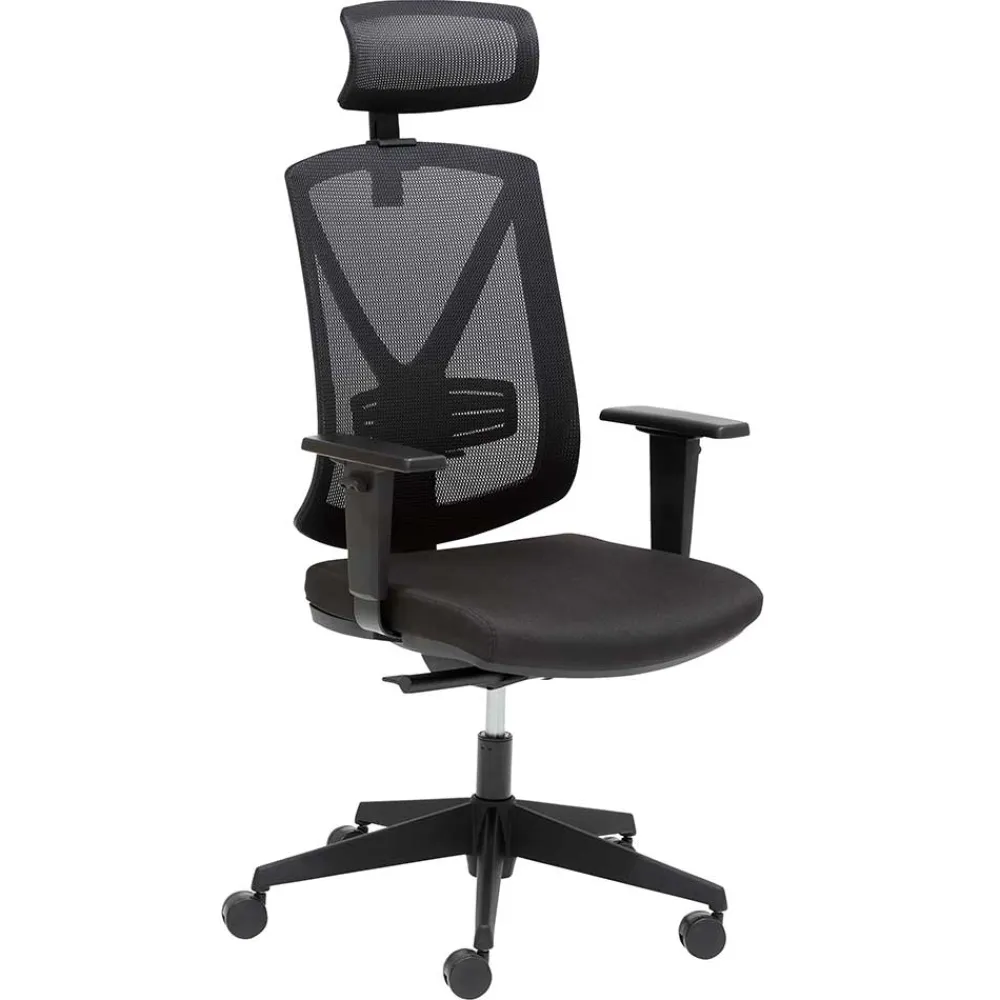 Wohnen Schwarzer Schreibtischsessel mit Lordosenstütze - Drike