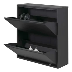 Wohnen Schuhschränke*Schwarzer Schuhschrank aus Stahl - Silo