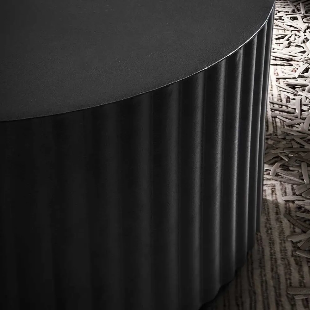 Wohnen Schwarzer Sofatisch mit gerilltem Zylindergestell - Crocetta