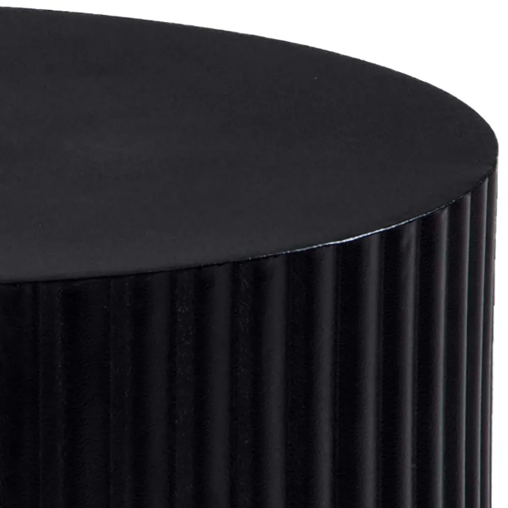 Wohnen Schwarzer Sofatisch mit gerilltem Zylindergestell - Crocetta