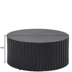 Wohnen Schwarzer Sofatisch mit gerilltem Zylindergestell - Crocetta